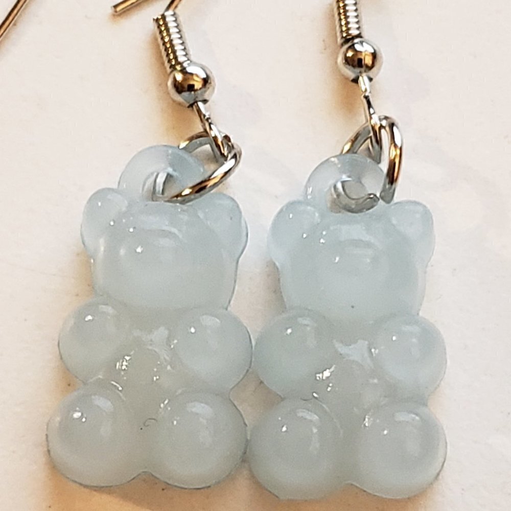 Blue Pastel Gummy Bear Earrings